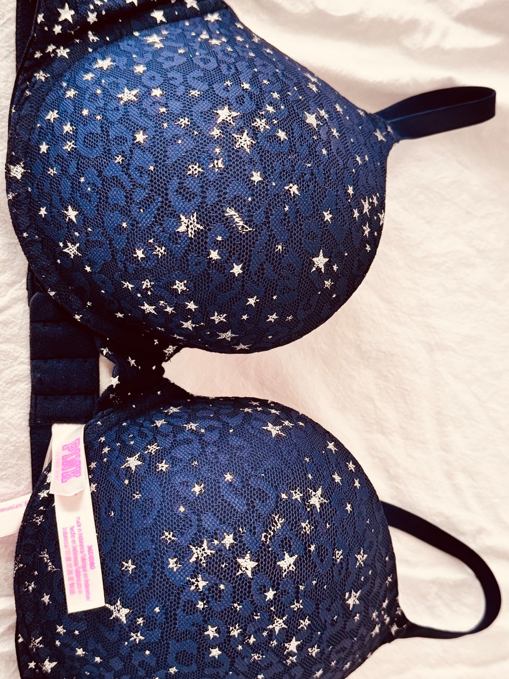 Victoria's Secret Navy Lace Star-Embellished T-Shirt Bra